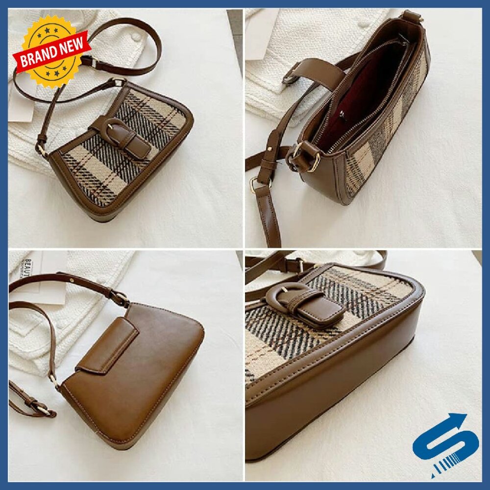 Houndstooth Checkered Pattern Shoulder Bag Cresce… - image 4